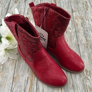 Big Girls Glitter Western Boots Shoes Size 4